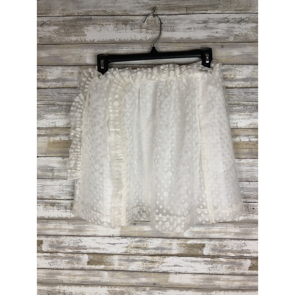 J CREW SKIRT CREWCUTS GIRLS SHEER POLKA DOT RUFFLE  WHITE SIZE 14